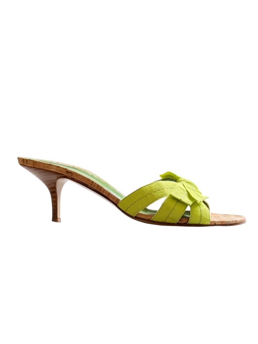 Coach Green Grosgrain Bow Kitten Heel Bree Mule Sandals Size 7 - Picture 3 of 9